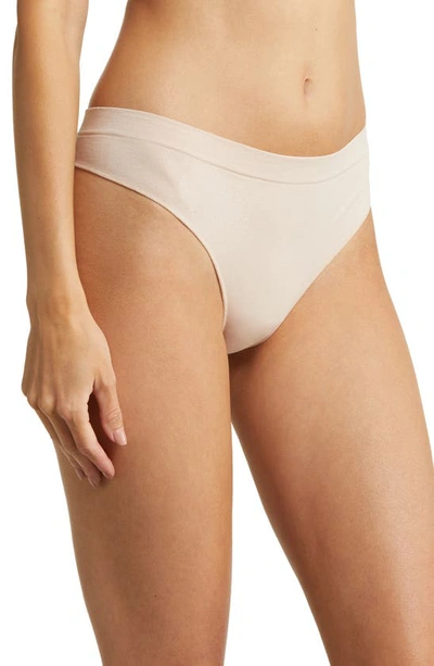 Shop On Gossamer Cabana Cotton Seamless Thong In Champagne