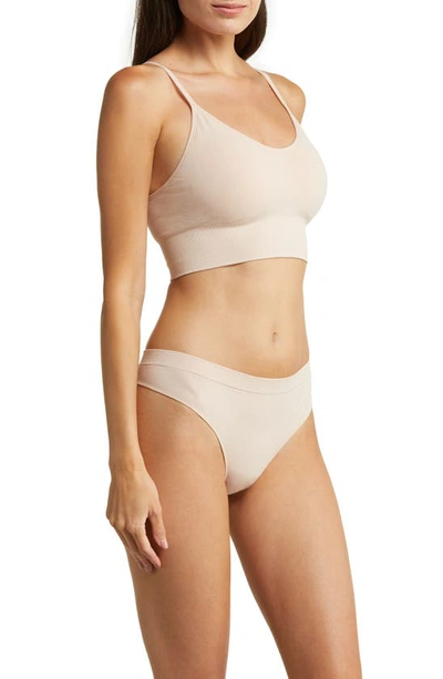 Shop On Gossamer Cabana Cotton Seamless Thong In Champagne