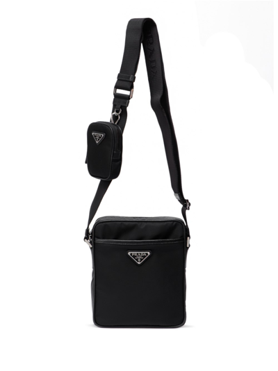 Prada `re-nylon` And Saffiano Leather Shoulder Bag In Nero | ModeSens