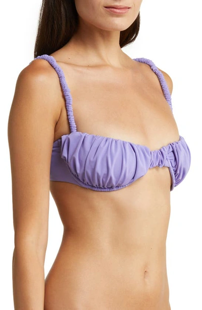 House Of Cb Cassis Ruched Underwired Bikini Top In Violet