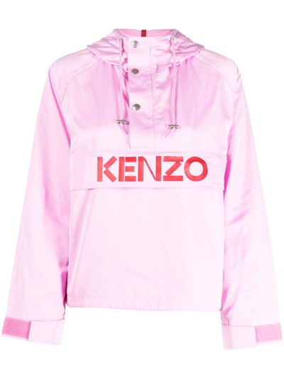 Shop Kenzo Logo-print Hooded Jacket In Pink & Purple