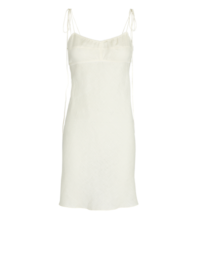 Shop Anna October Kamini Tie-shoulder Linen Mini Dress In Ivory