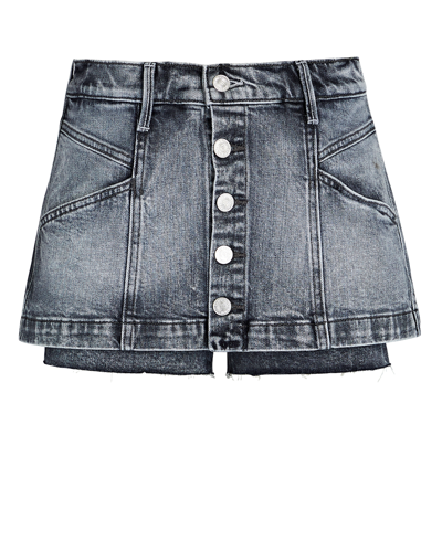 Shop Mother The Breaker Denim Mini Skort In Grey