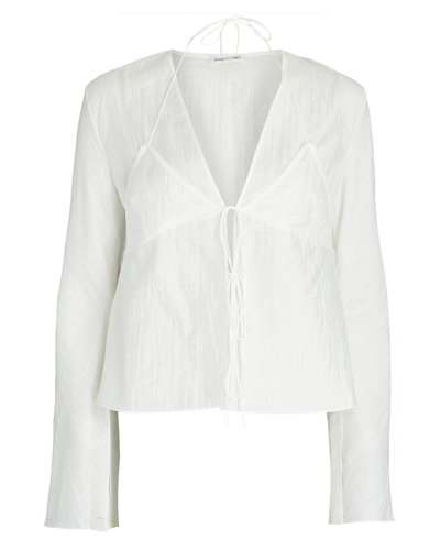 Shop Anna October Innocence Sheer Tie-front Blouse In White
