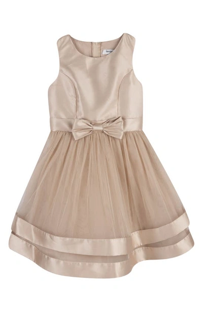 Speechless Kids' Sleeveless Bow Waist Satin Dress In Champ