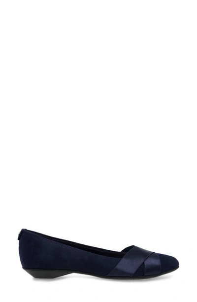 Shop Anne Klein Oalise Pointed Toe Flat In Dark Navy/ Dark Navy Fabric