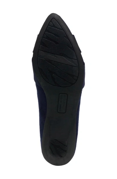 Shop Anne Klein Oalise Pointed Toe Flat In Dark Navy/ Dark Navy Fabric