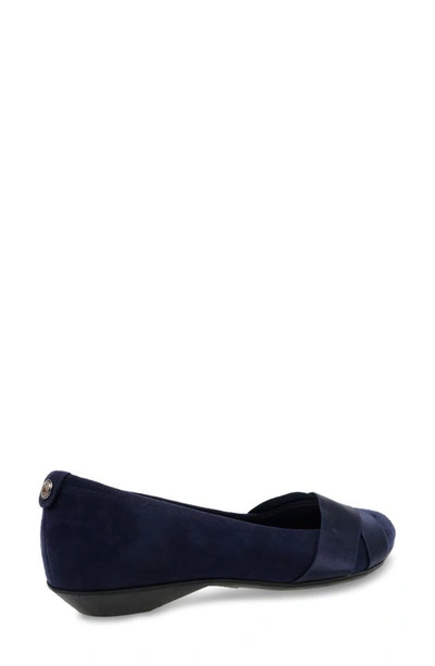 Shop Anne Klein Oalise Pointed Toe Flat In Dark Navy/ Dark Navy Fabric