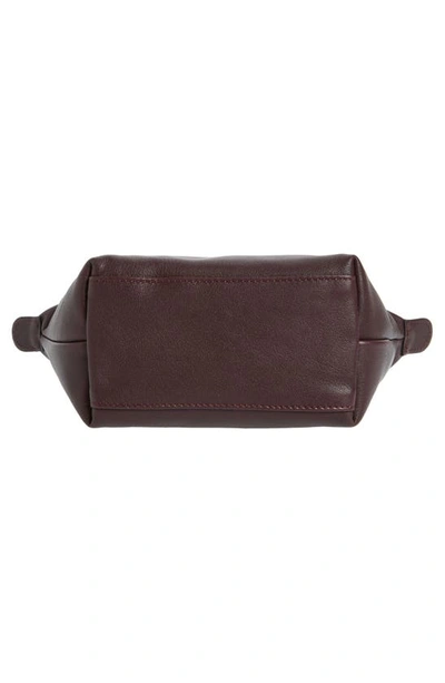 Shop Longchamp Mini Le Pliage Cuir Leather Top Handle Bag In Burgundy