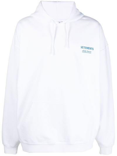 Vetements Click Here Hoodie In White | ModeSens