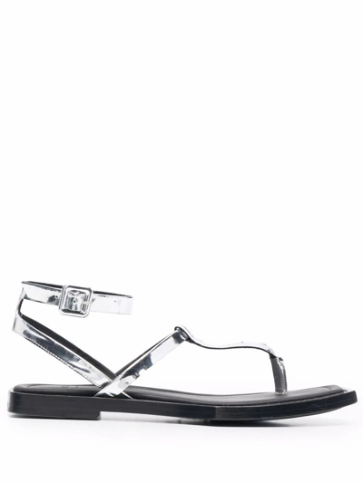 Shop Ami Alexandre Mattiussi Women's  Silver Leather Sandals