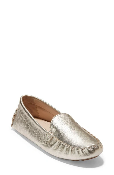 Shop Cole Haan Evelyn Leather Driver In Gold Ltr
