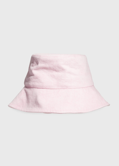 Shop Isabel Marant Loiena Logo Denim Bucket Hat In Light Pink