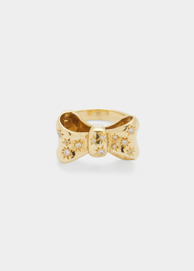 Shop Jemma Wynne Anniversary Bow Ring With Star-set Diamonds In Yg