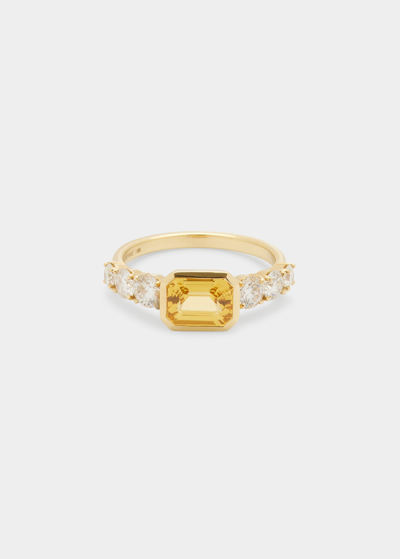 Shop Jemma Wynne One-of-a-kind Yellow Sapphire And Diamond Toujours Ring In Yg