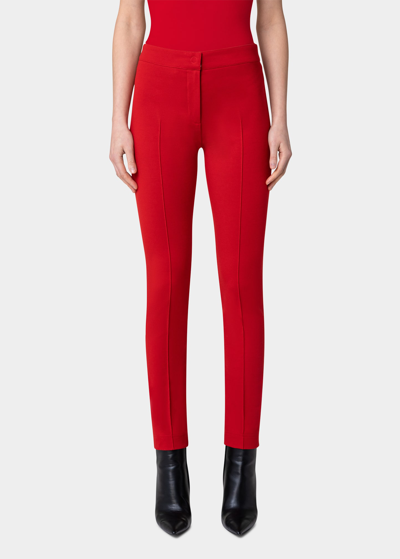 Shop Akris Punto Mara Slim-leg Jersey Pants In Red