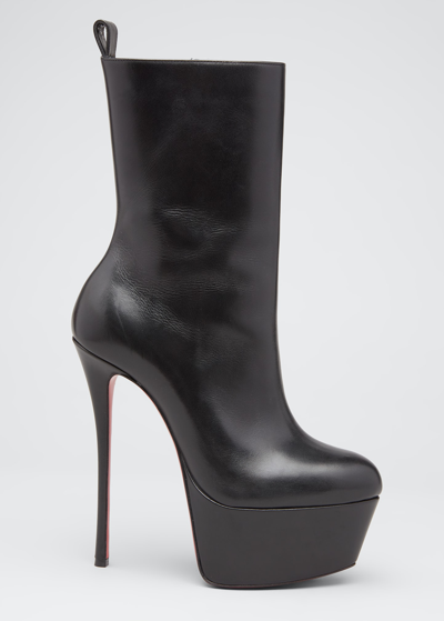 Shop Christian Louboutin Dolly Leather Red Sole Platform Booties In Black