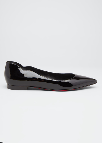 Shop Christian Louboutin Hot Chickita Patent Red Sole Ballerina Flats In Black