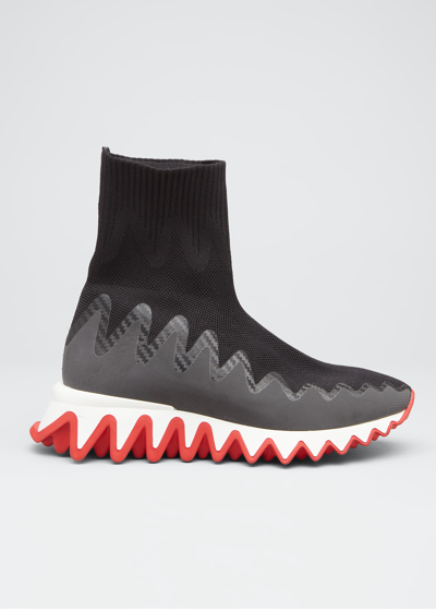 Shop Christian Louboutin Sharky Pull-on Sock Sneakers In Black
