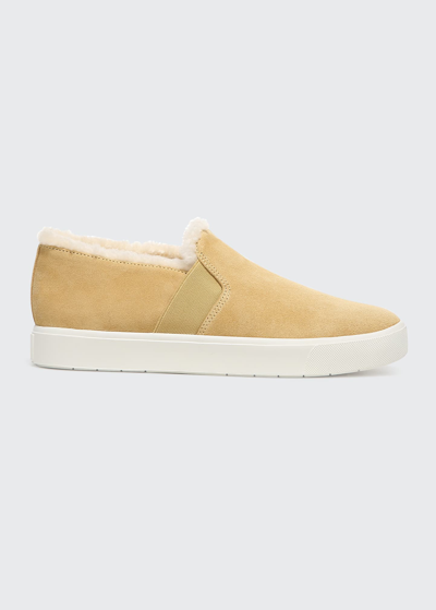 Shop Vince Blair Shearling Slip-on Sneakers In Butterscotch