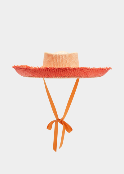 Shop Sensi Studio Upturn Seashells Straw Beach Hat In Beige Orange