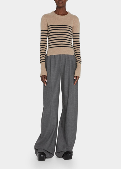 Shop Altuzarra Camarina Striped Cashmere Sweater In Driftwoodblack