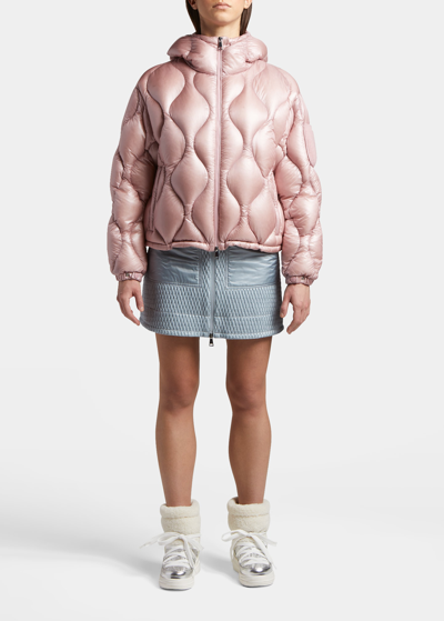 Shop Moncler Anthon Knit-pocket Puffer Jacket In Pastel Pink