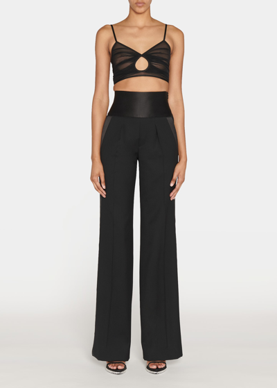 Shop Tom Ford Tulle Cutout Crop Bra Top In Black