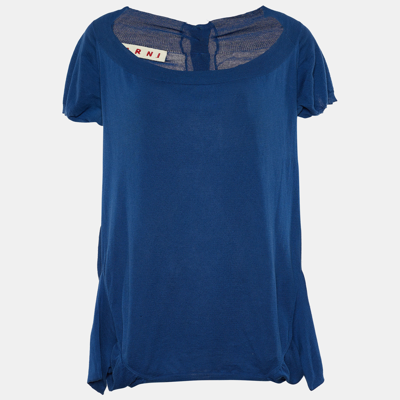 MARNI Pre-owned Blue Cotton Knit Button Front Top L