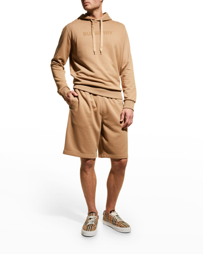 Shop Burberry Men's Ansdell Logo Hoodie In Camel