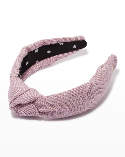 Shop Lele Sadoughi Knotted Burlap Headband In Lavender