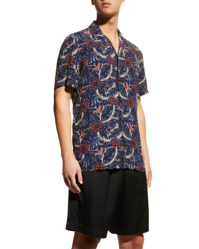 Shop Scotch & Soda Men's Allover-floral Camp Shirt In 0217-combo A