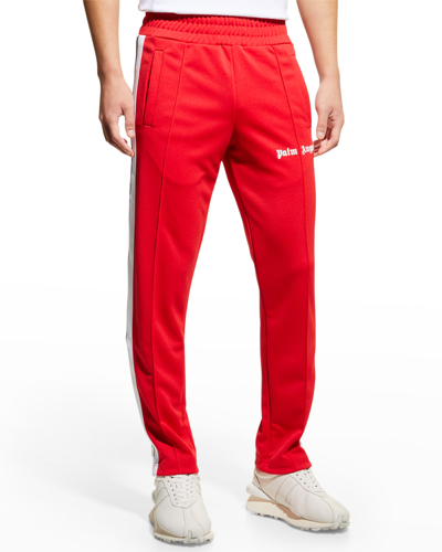 Shop Palm Angels Men's Side-stripe Slim Track Pants In Red White