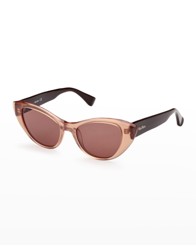 Shop Max Mara Two-tone Plastic Cat-eye Sunglasses In 59f Brown