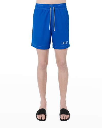 Shop Amiri Men's Logo Swim Shorts In P Blue