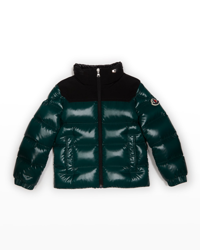 Shop Moncler Boy's Adilie Jacket W/ Zip Out Hood In Green
