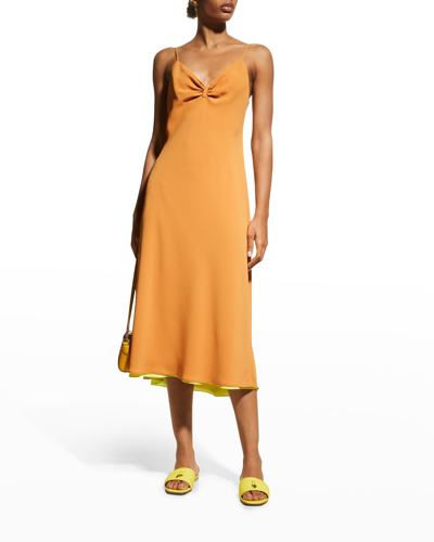 Shop Le Superbe Double-layered Midi Slip Dress In Tumeric Lime