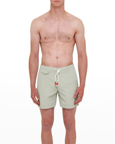 Shop Orlebar Brown Men's Standard Solid Stripe-cord Swim Shorts In Cliff Grey