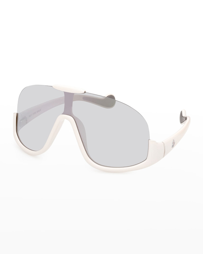 Moncler Visseur Semi-rimless Injection Plastic Shield Sunglasses In Ivory  White | ModeSens