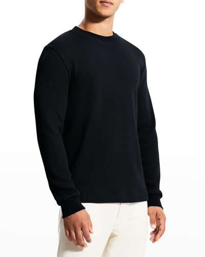 Shop Theory Men's Waffle-knit Sweatshirt In Black