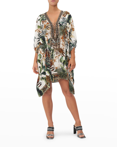 Shop Camilla Short Lace-up Kaftan Coverup In Tigertra