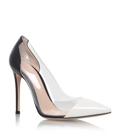 Gianvito Rossi Metallic Leather And Transparent Pumps In Off White/black