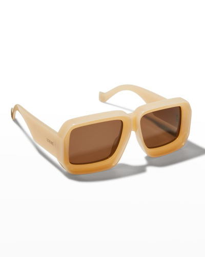 Shop Loewe Oversized Square Acetate Sunglasses In 57e Shiny Beige B