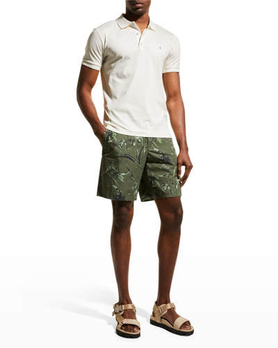 Shop Rag & Bone Men's Interlock Knit Polo Shirt In Ivory