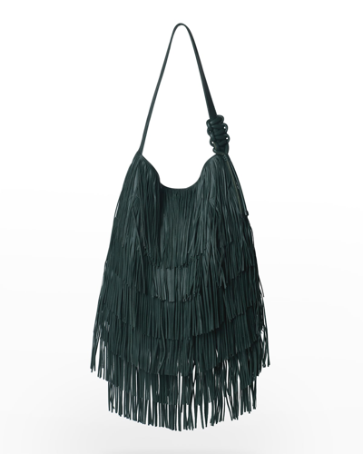 Shop Callista Calypso Fringe Leather Hobo Bag In Pine