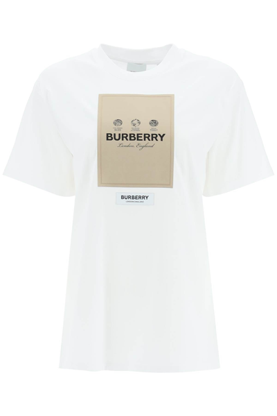 Shop Burberry T-shirt With Logo Patch In Mixed Colours