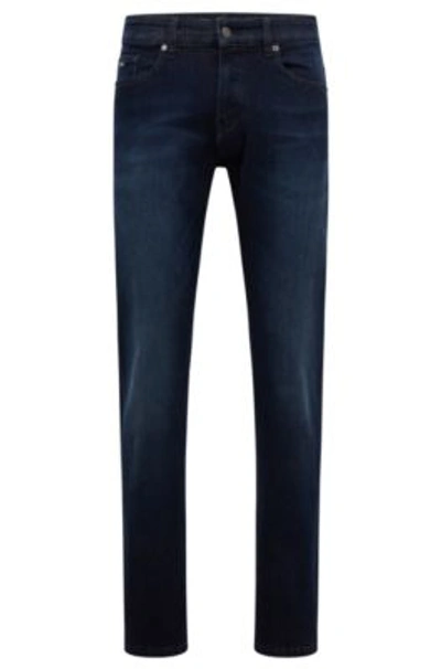 Hugo Boss Slim-fit Jeans In Dark-blue Super-stretch Denim In Dark Grey |  ModeSens