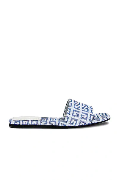 Shop Givenchy 4g Flat Mule Sandals In White & Blue