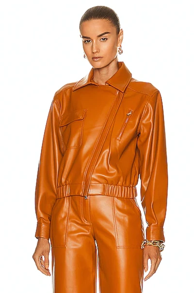 Shop Jonathan Simkhai Ronan Vegan Leather Jacket In Copper