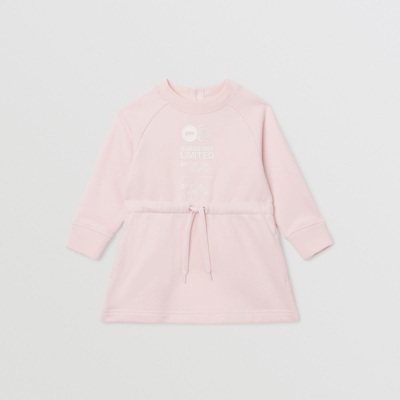 Shop Burberry Childrens Long-sleeve Montage Print Cotton Dress In Alabaster Pink